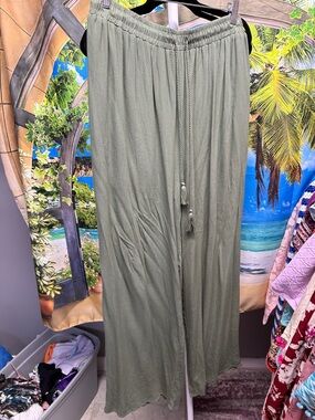 Haute Fox Light Olive Wide Leg Drawstring Pants